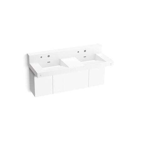 Kohler Constellation 60In Wall-Mount Basin Lavatory System With Backsplash In Glacier White 81025-BPW-KCG